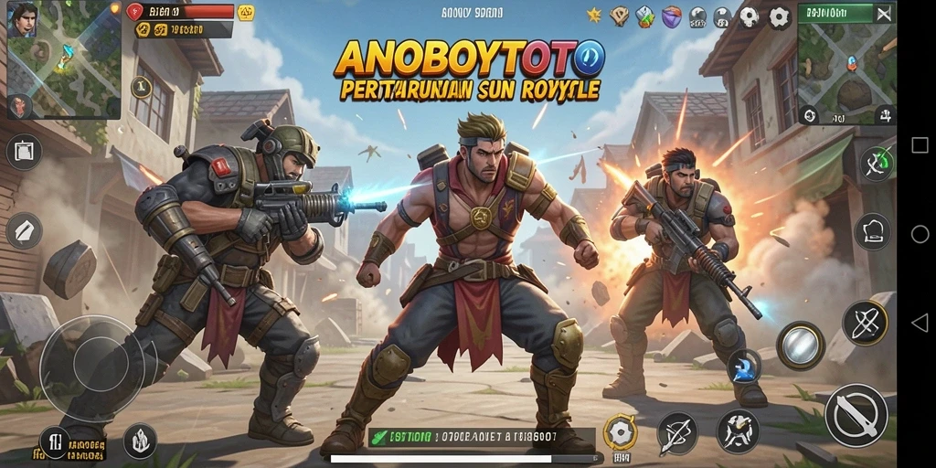 Tangkapan layar ANOBOYTOTO menunjukkan aksi mendebarkan di arena Battle Royale.