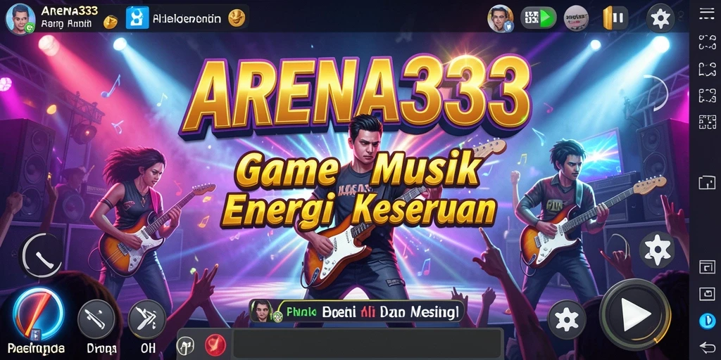 Tangkapan layar utama ARENA333 yang menunjukkan gameplay musik yang seru.