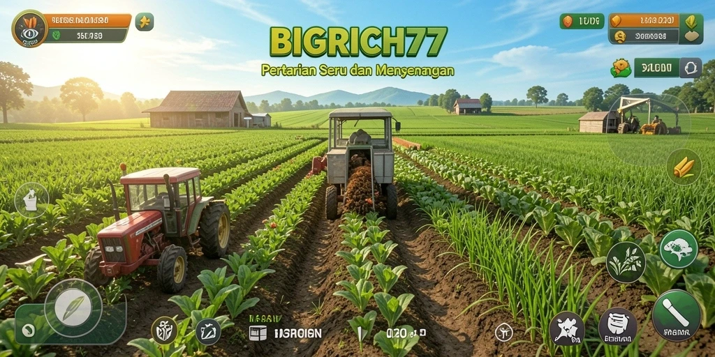 Tampilan gameplay pertanian yang menarik dan seru di BIGRICH77.