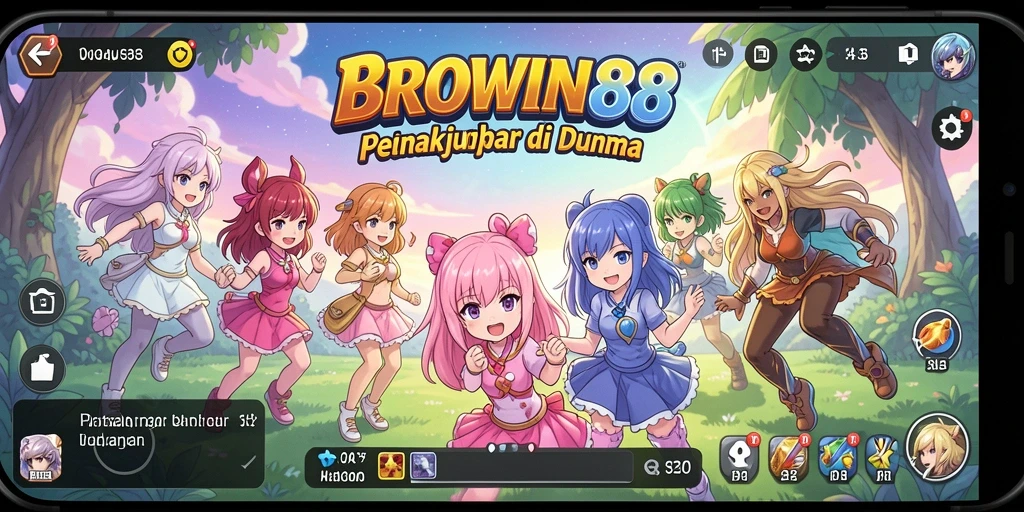 Screenshot gameplay BROWIN88 menampilkan aksi karakter Anime.