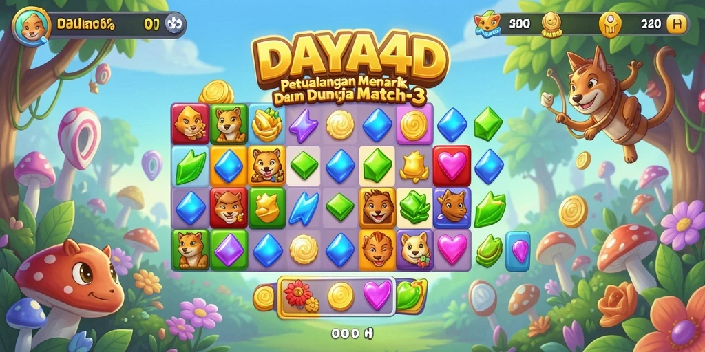 Tampilan gameplay menarik dari DAYA4D dengan objek warna-warni.