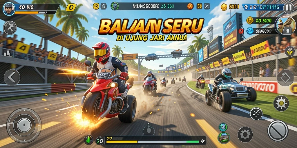 Tampilan gameplay balapan seru di FOMOTOTO.