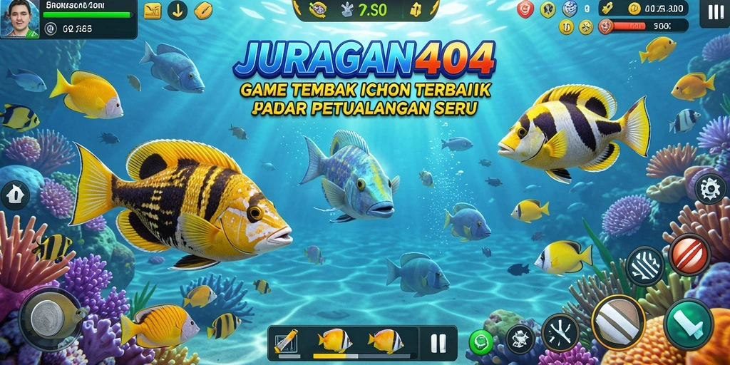 Gameplay seru JURAGAN404 menembak ikan dengan grafis memukau.