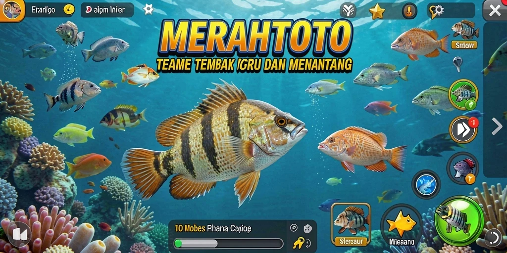 Gambaran gameplay seru di MERAHTOTO saat menembak ikan.