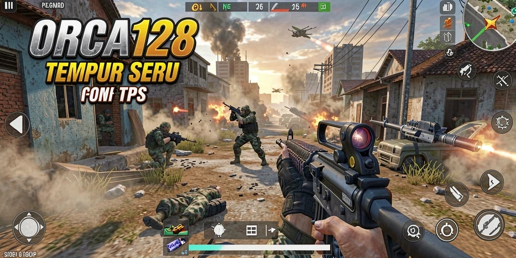 Tampilan gameplay menegangkan dalam ORCA128 yang menarik perhatian.