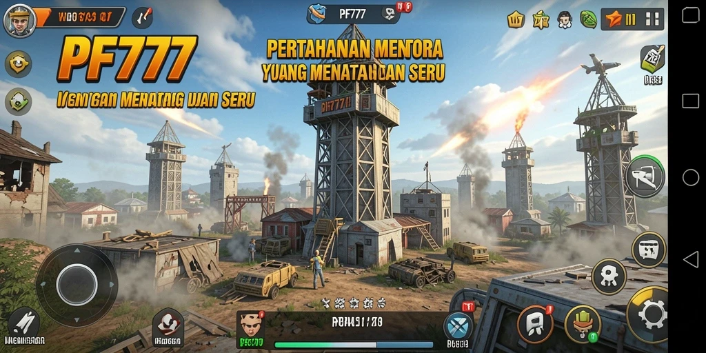 Tampilan gameplay seru PF777 di Tower Defense.