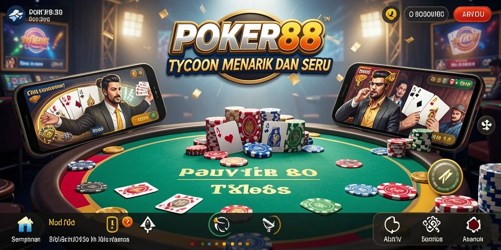 Screenshot utama POKER88 menampilkan gameplay poker yang seru.