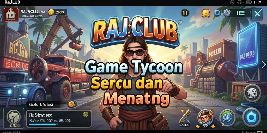 Tampilan gameplay RAJACLUB dengan manajemen bisnis yang menarik.